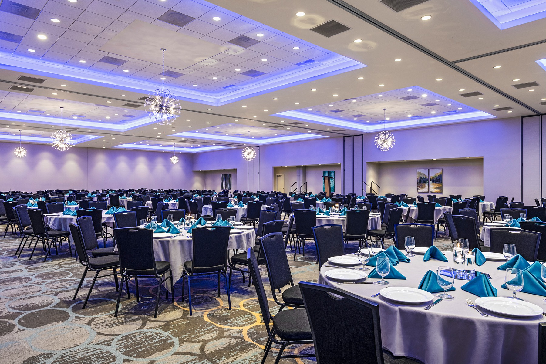 Grand Ballroom prepared for a banquet at Courtyard Dallas Carrollton