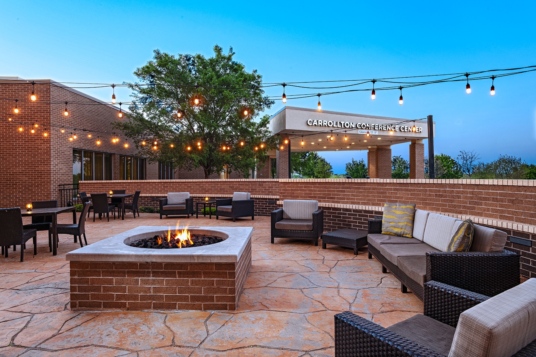 Courtyard patio with fire feature